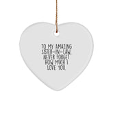 Sweet Sister-in-law Gifts from Men, Women, or Friends - Cute Heart Ornament for Christmas Unique Gifts - Image 1